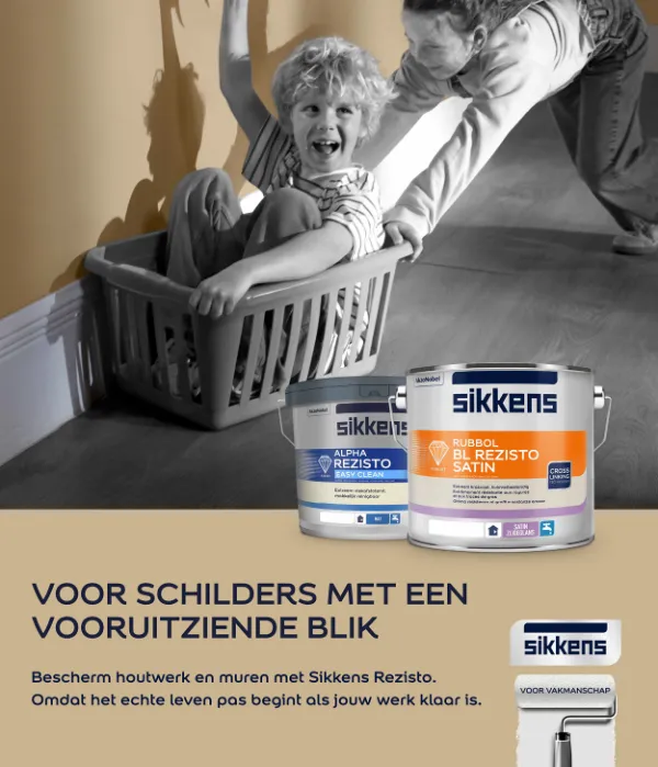 Voor een interieur dat tegen een stootje kan: Sikkens BL Rezisto, nu scherp geprijsd. Deze extreem sterke binnenlak is goed bestand tegen vlekken en krassen.